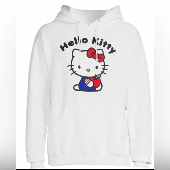 Sanrio Hello Kitty White Graphic Hoodie - Picture 1 of 7